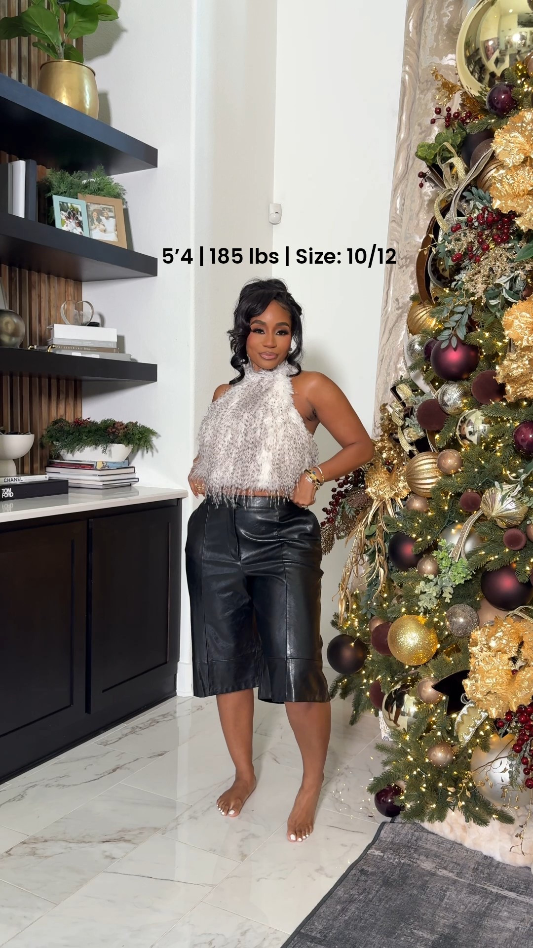 Faux fur halter top paired with faux leather capri pants for an edgy, chic look! 

#LTKFindsUnder100 #LTKStyleTip #LTKootd