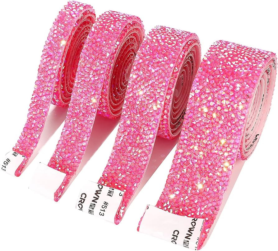 Self Adhesive Crystal Rhinestone Ribbon 4 Yards Bling Ribbons Roll Banding Belt Wrap Gem Stickers... | Amazon (US)