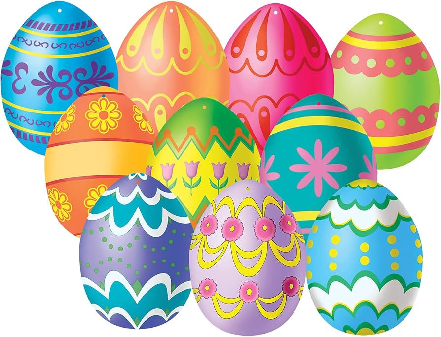 Beistle Colorful Mini Egg Cut Outs 10 Piece Easter Decorations, Multicolored | Amazon (US)