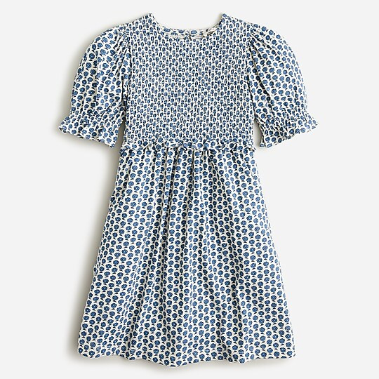 Girls' printed broken-in jersey smocked dress | J. Crew US