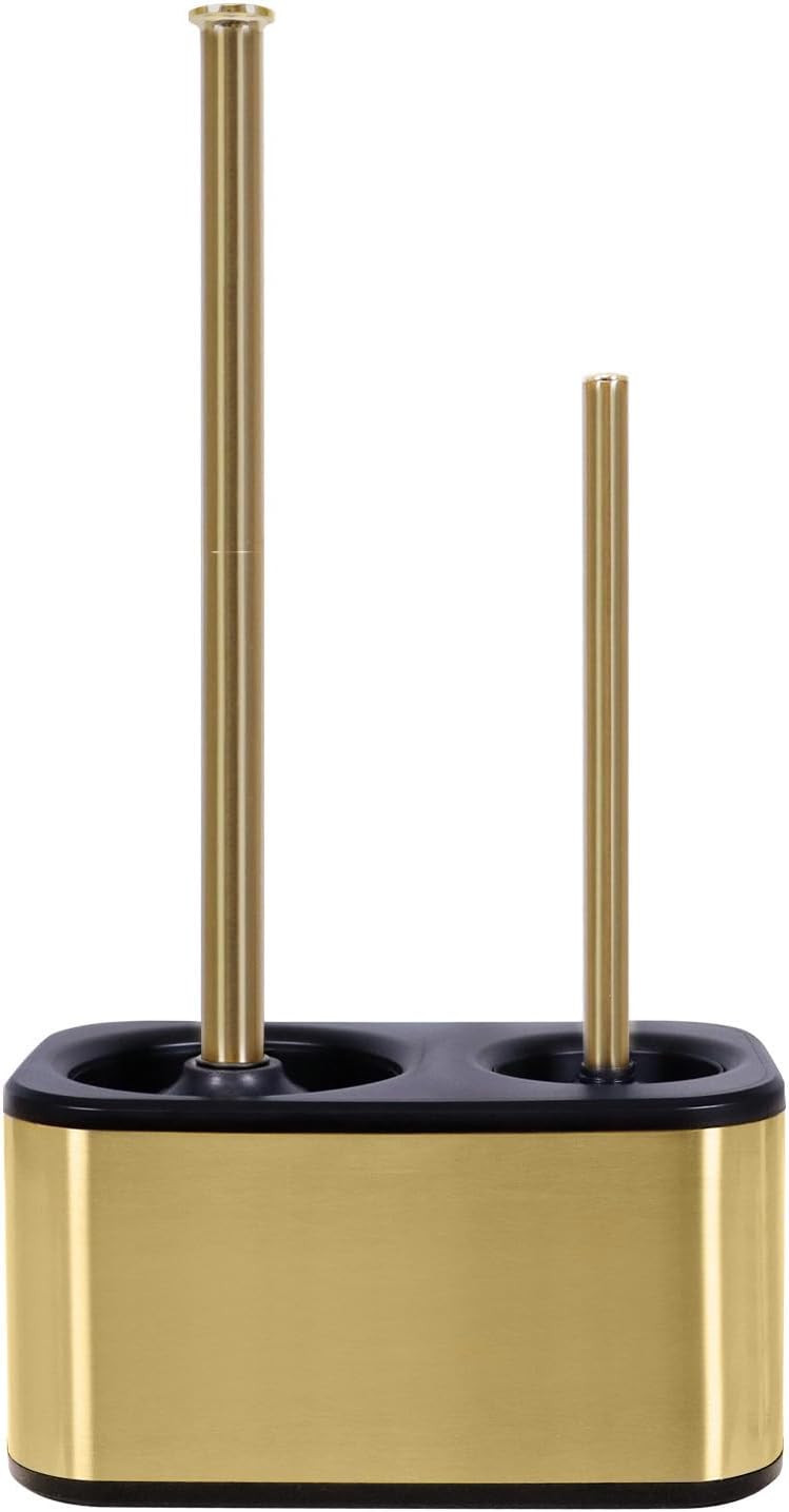 Blue Donuts Toilet Brush and Plunger Set with Holder, Sleek Minimalist Modern Gold Bathroom Accessories Toilet Plunger and Toilet Bowl Brush Combo | Amazon (US)