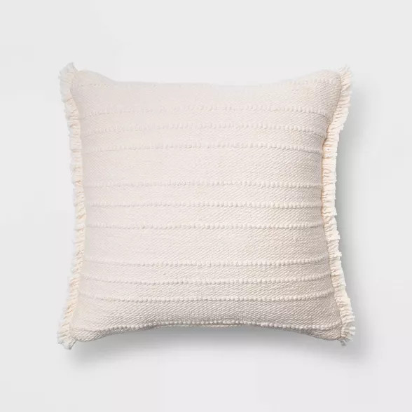 Oversized Cotton Textured Striped Throw Pillow with Fringe - Threshold™ | Target