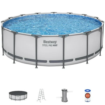 Bestway Steel Pro MAX 15' x 48" Prismatic Stone Pool Set| Durable Construction, Easy Assembly, and All-Inclusive Accessories - above ground pool set with filter pump, ladder, and pool cover | Walmart (US)