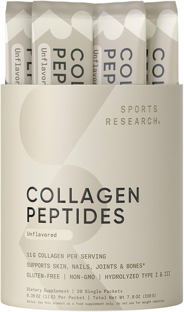 Sports Research Collagen Peptides - Hydrolyzed Type 1 & 3 Collagen Powder Protein Supplement for ... | Amazon (US)