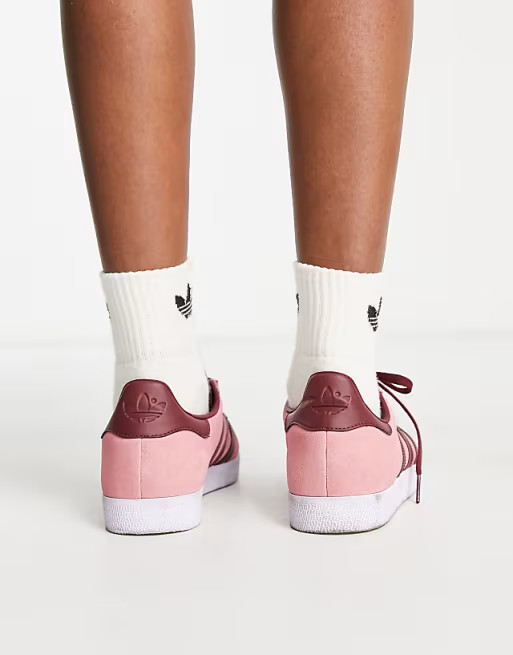adidas Originals Heritage gazelle sneakers in pink with burgundy stripes | ASOS | ASOS (Global)