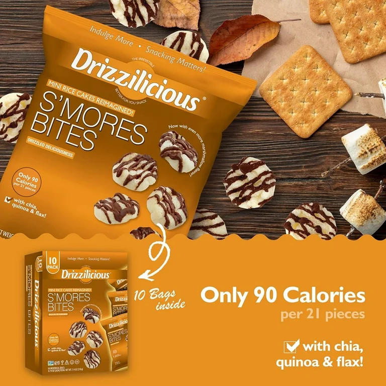 Drizzilicious Mini Rice Cakes Smores - Rice Crisps, Healthy Snack for Adults and Kids, Vegan, Non... | Walmart (US)