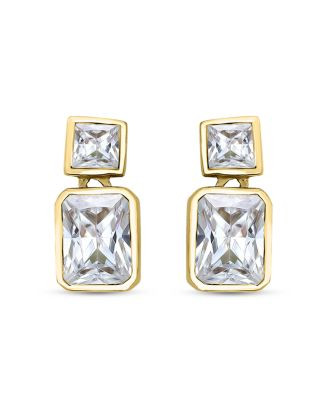 Cubic Zirconia Drop Earrings in Sterling Silver or 18K Yellow Gold Plated Sterling Silver, 0.6"L ... | Bloomingdale's (US)
