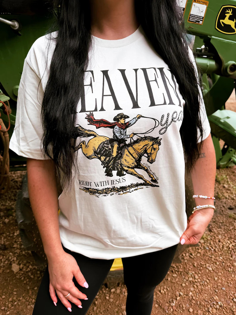 Heaven Yeah western Christian Tshirt | Etsy (Global)