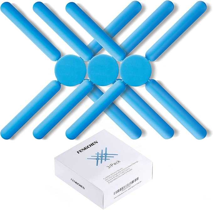 3/Pack Foldable Trivets Silicone, FENGCHEN Folding Trivets, Non-Slip Collapsible Cross Compact De... | Amazon (US)