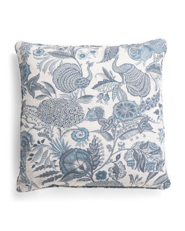 24x24 Peacock Floral Pillow With Welt | TJ Maxx