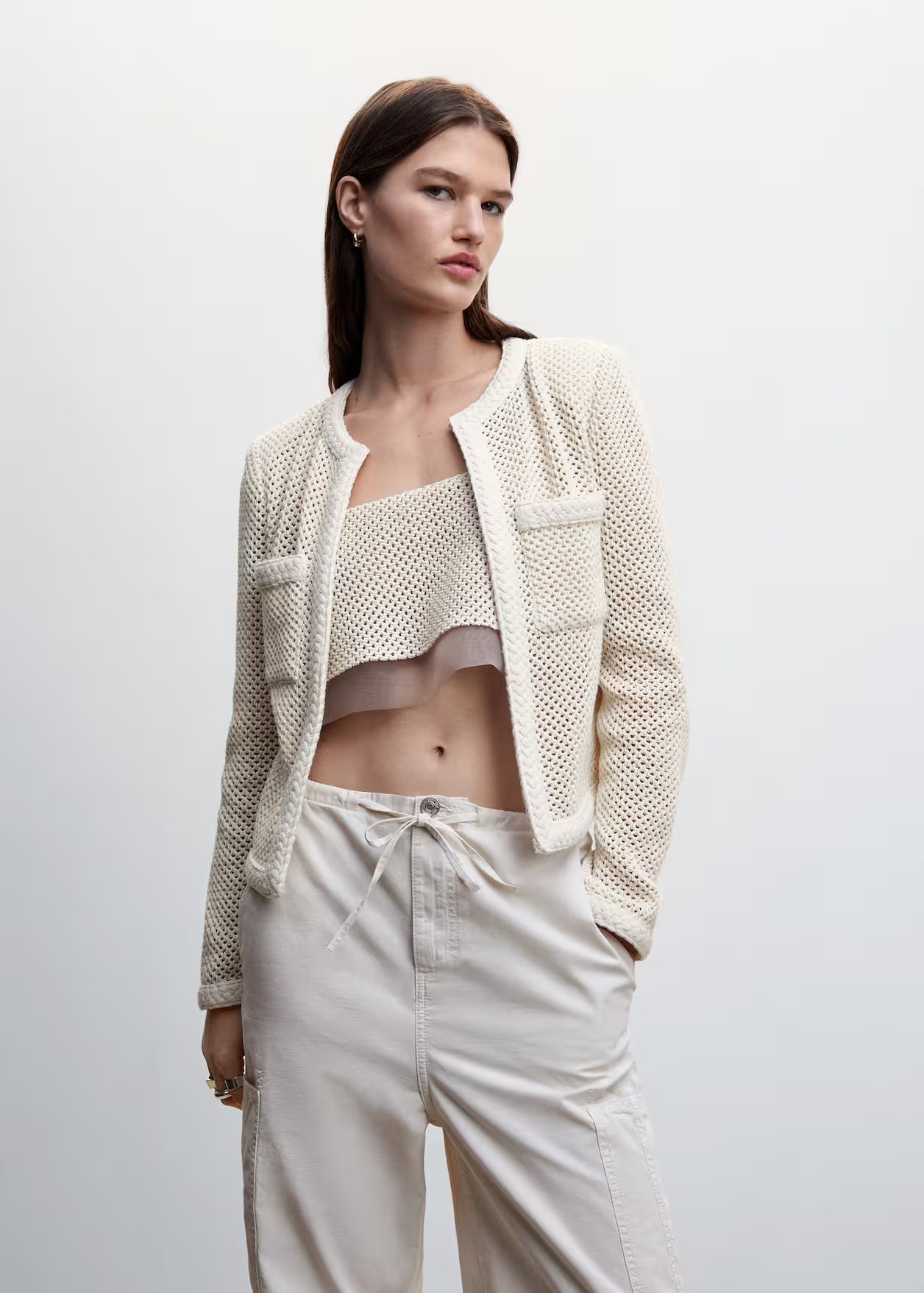 Openwork knitted jacket -  Women | Mango USA | MANGO (US)