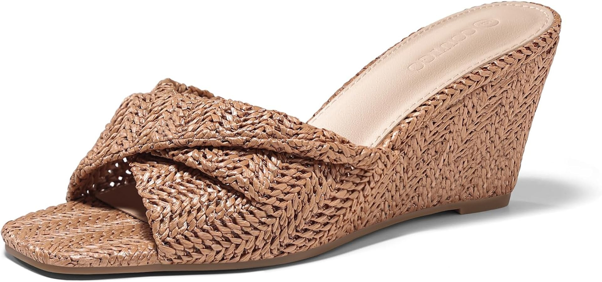 Coutgo Womens Wedge Sandals Espadrilles Square Open Toe Slip On High Heels Slides Summer Beach Sh... | Amazon (US)