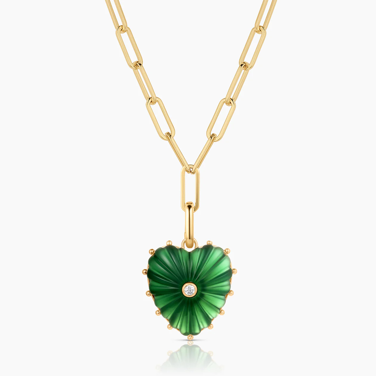 Malene Green Jade Heart Clip Necklace | Thatch