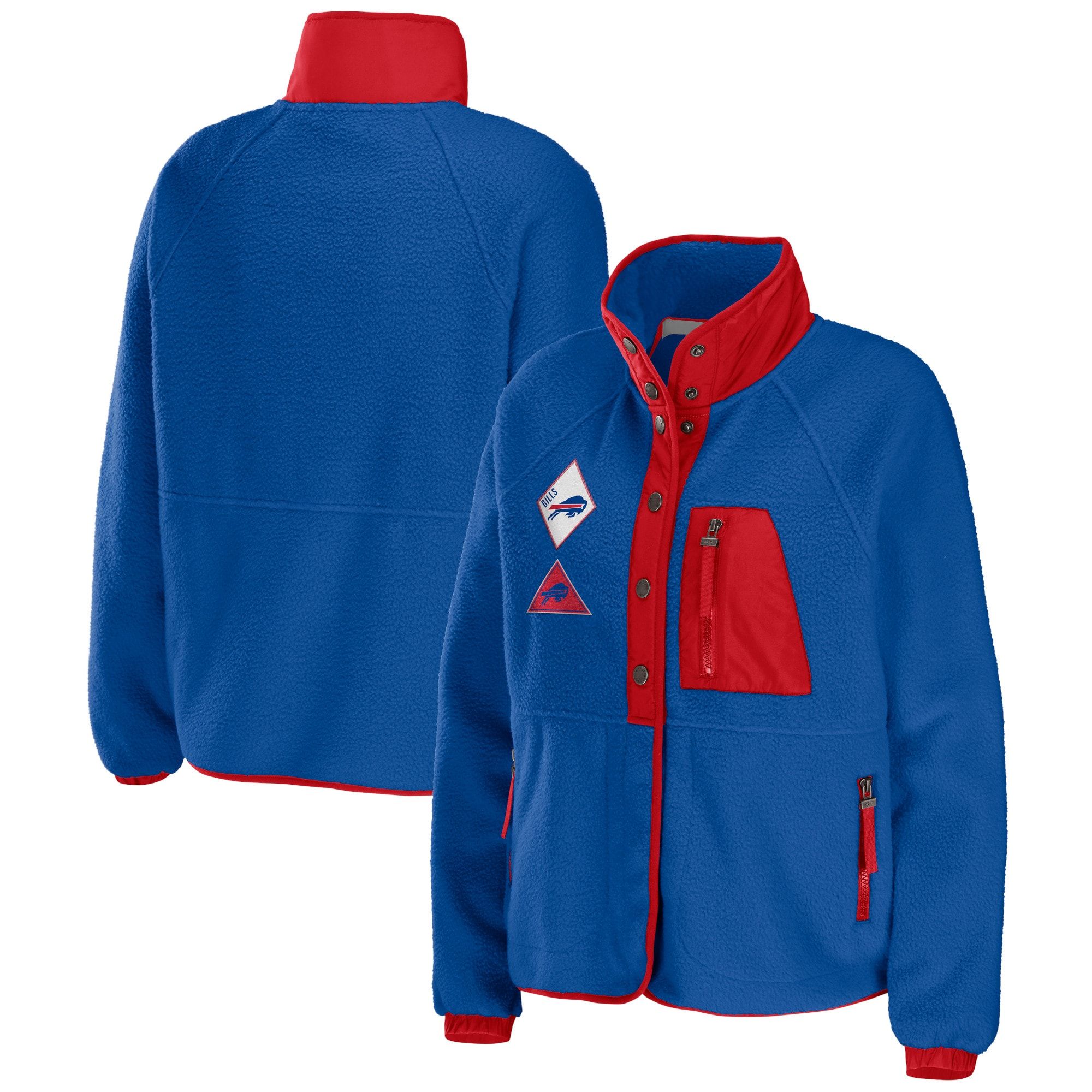 Women's Buffalo Bills WEAR by Erin Andrews Royal Polar Fleece Raglan Full-Snap Jacket | NFL Shop