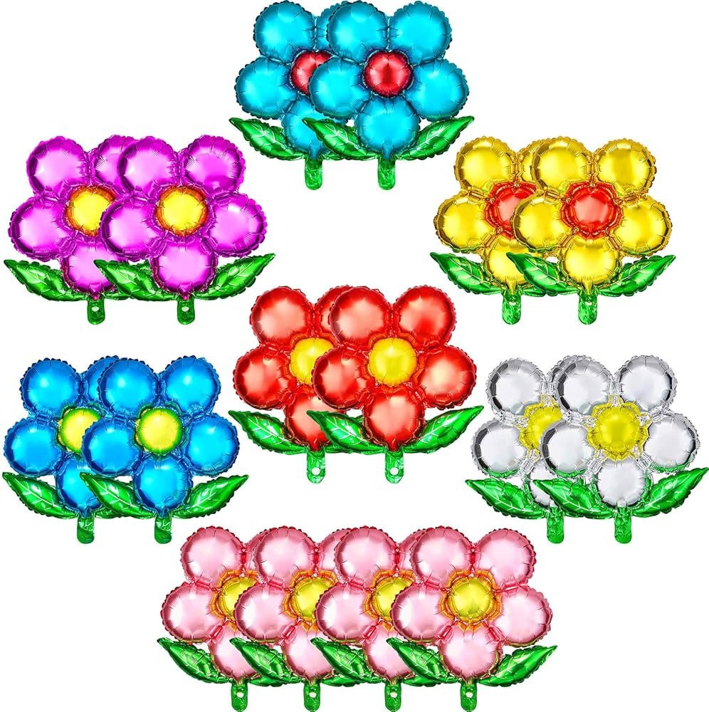Skylety 16 Pieces Flower Foil Balloons 18 Inch Beautiful Floral Balloons Colorful Flower Shaped B... | Amazon (US)