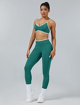 ABOCIW Womens 2 Piece Workout Sets Seamless Color Block Sports Bra Scrunch Butt Lifting High Wais... | Amazon (US)