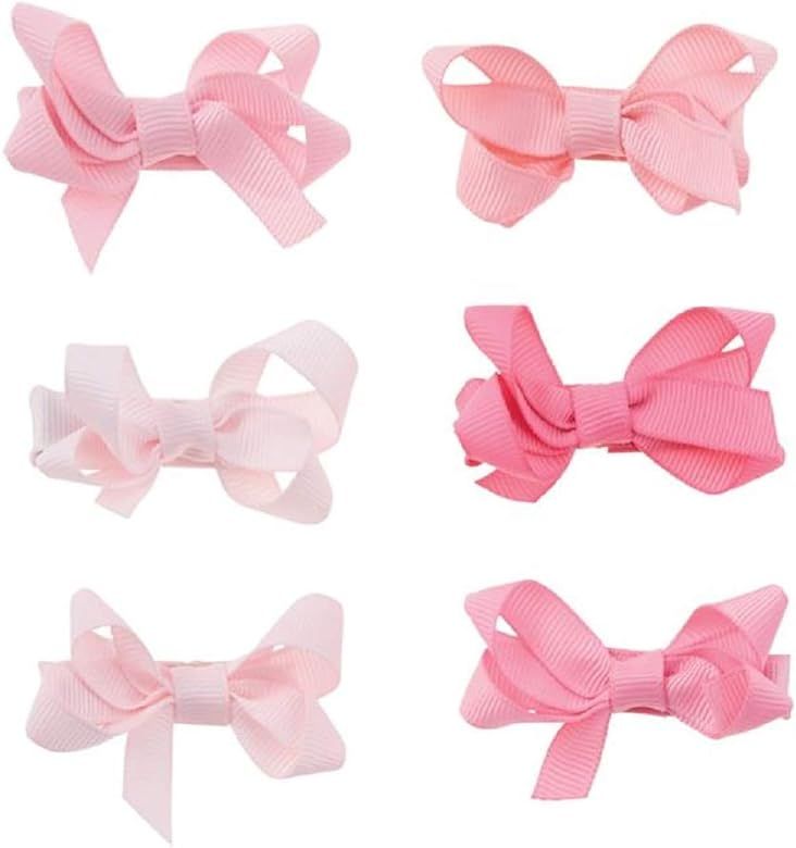 Mud Pie Baby Girl's Pink Hair Bow Set, One Size | Amazon (US)