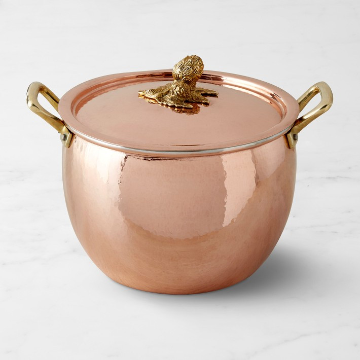 Ruffoni Historia Hammered Copper Stock Pot with Artichoke Knob | Williams-Sonoma