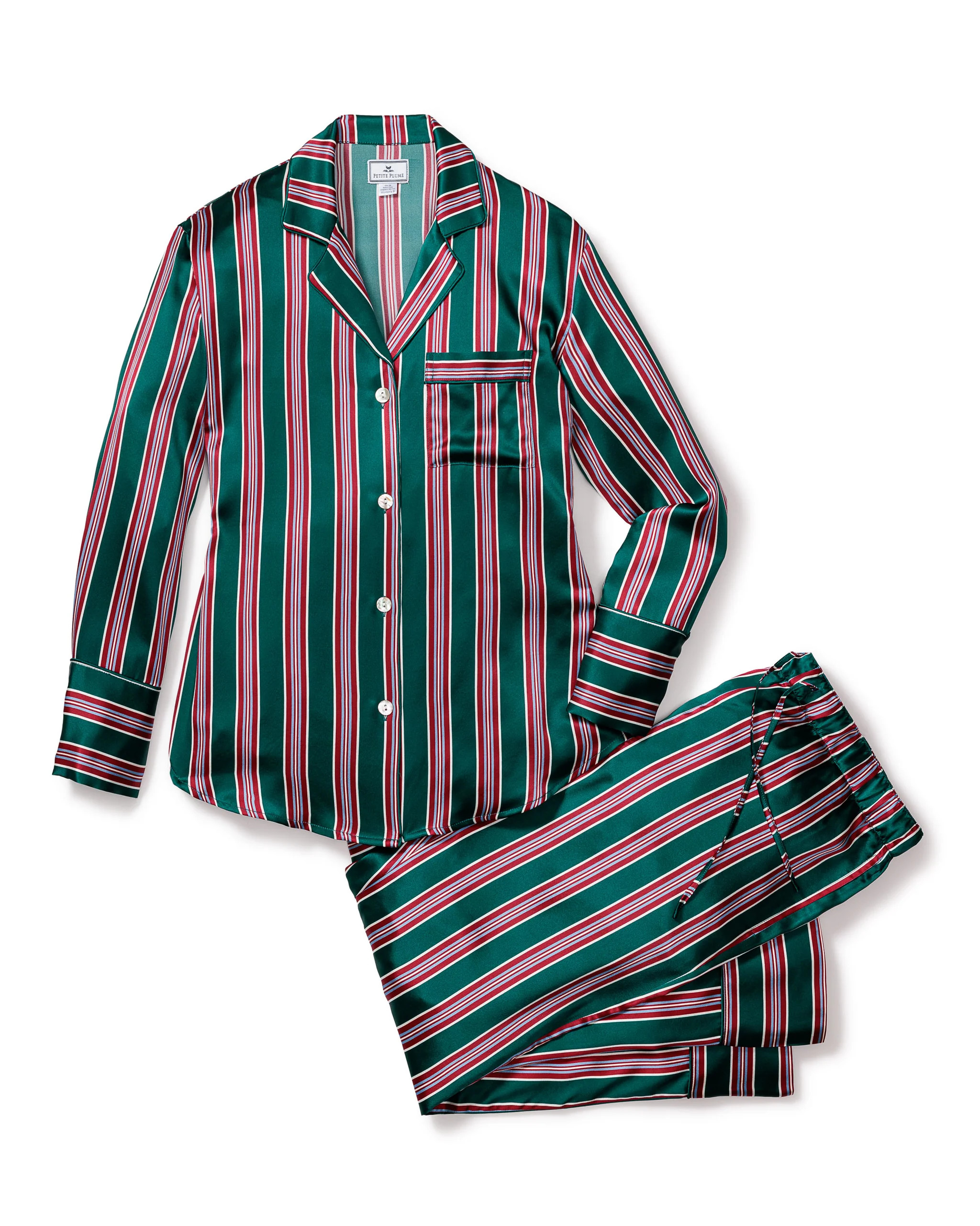 Women's Silk Pajama Set in Lancaster Stripe | Petite Plume