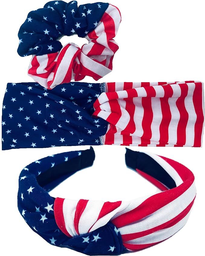 Red White and Blue Patriotic American Flag Twist Headband USA (American Flag Headband) | Amazon (US)