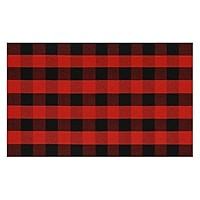 MUBIN Cotton Black and Red Plaid Rug, 27.5 x 43 Inches Outdoor Front Door Decorative Mat, Hand-Woven | Amazon (US)