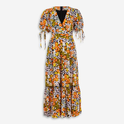 Orange & Pink Floral Midi Dress | TK Maxx