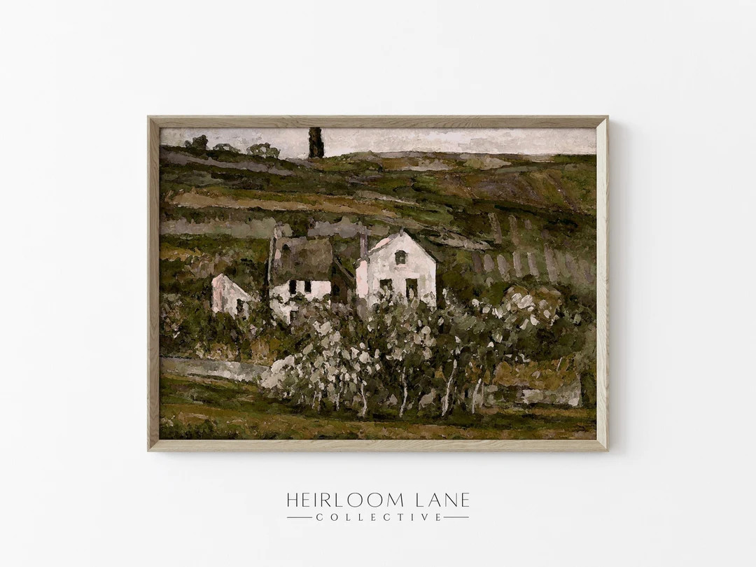 Cottage in the Hills Print Digital Download | Spring Meadow Artwork | French Country Cottage Art ... | Etsy (US)