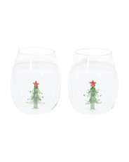 2pk Figural Christmas Tree Stemless Glasses | Marshalls