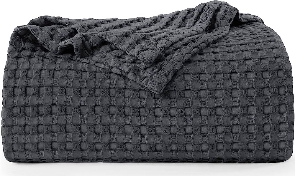Utopia Bedding Cotton Waffle Blanket 300 GSM (Charcoal - 90x90 Inches) Soft Lightweight Breathabl... | Amazon (US)