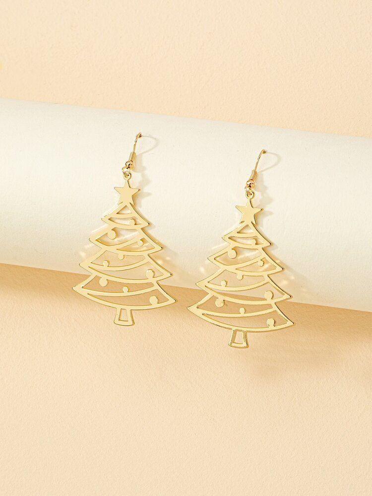 Christmas Hollow Out Tree Drop Earrings | SHEIN