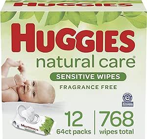 Baby Wipes, Huggies Natural Care Sensitive Baby Diaper Wipes, Unscented, Hypoallergenic, 12 Flip-... | Amazon (US)