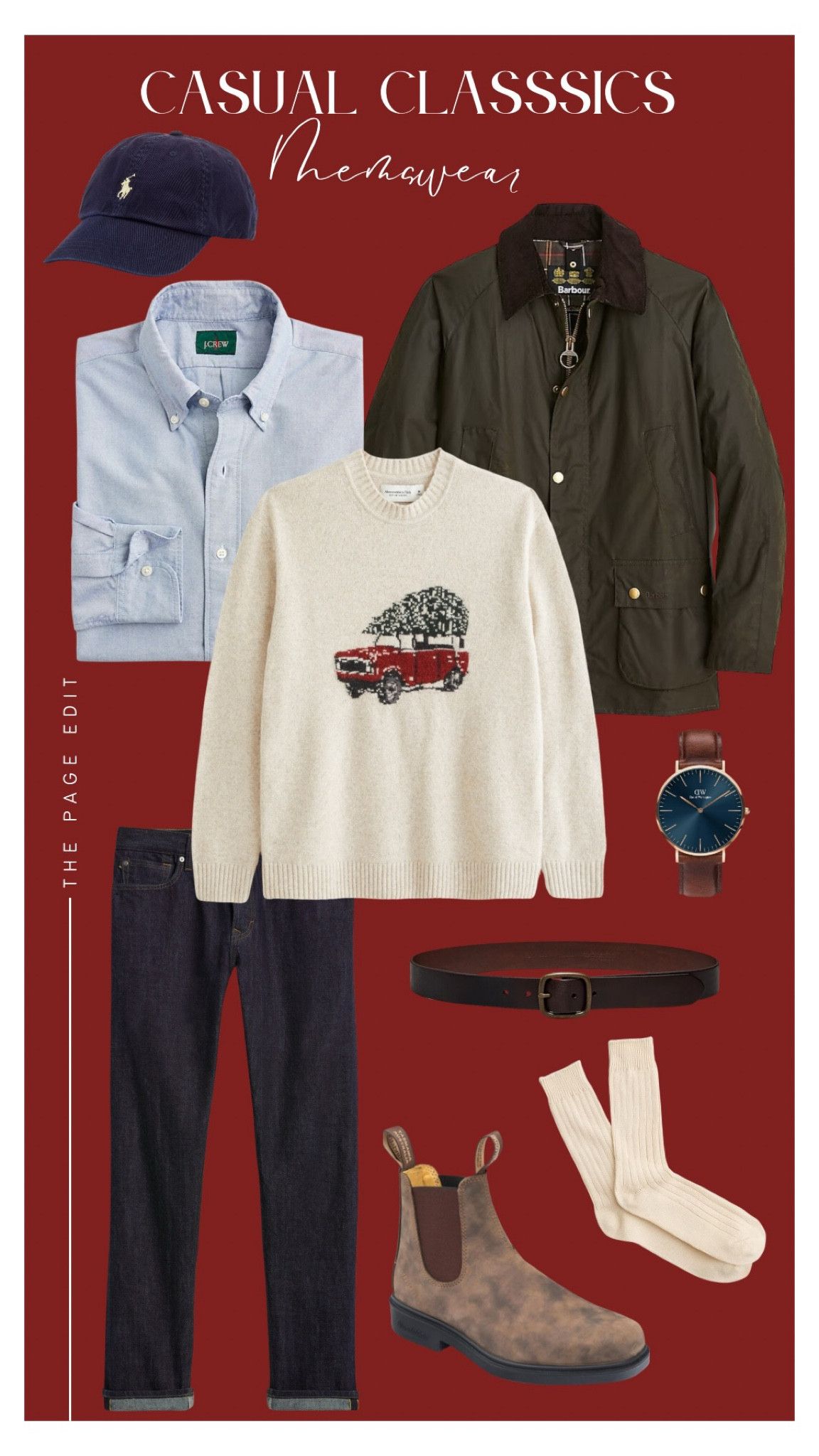 We love this cheeky men’s Christmas sweater from Abercrombie! With anything that’s sort of a statement piece — even one more low key like this — we love to match it with classics, so we shared some all-timers: a polo hat, Barbour waxed jacket, oxford cloth button down, and a dark wash pair of jeans. The end result is a fun, but not out of your comfort zone holiday ‘fit. 

#LTKmens #LTKHolidaySale #LTKSeasonal