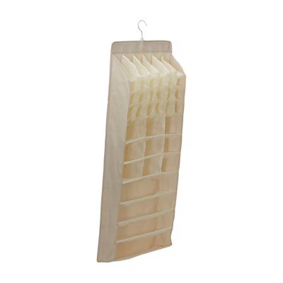 Household Essentials Lingerie Hanging Organizer, 37 Poly-Cotton Blend Fabric Pockets, 24 Small, 9 Medium and 4 Large, Natural | Target