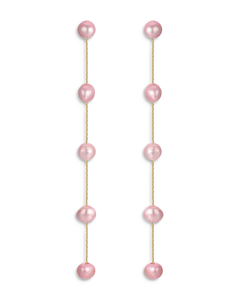 Ettika Pink Cultured Freshwater Pearl Linear Drop Earrings in 18K Gold Plated | Bloomingdale's (US)