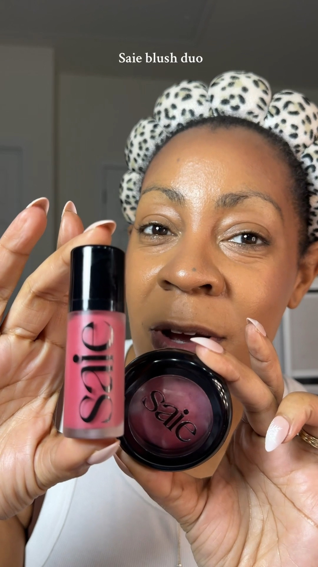 Saie liquid dew blush in chilly
Saie powder blush in grazie 

Blush stack
Blush combo 
Makeup over 40
Black woman makeup 

#LTKOver40 #LTKBeauty