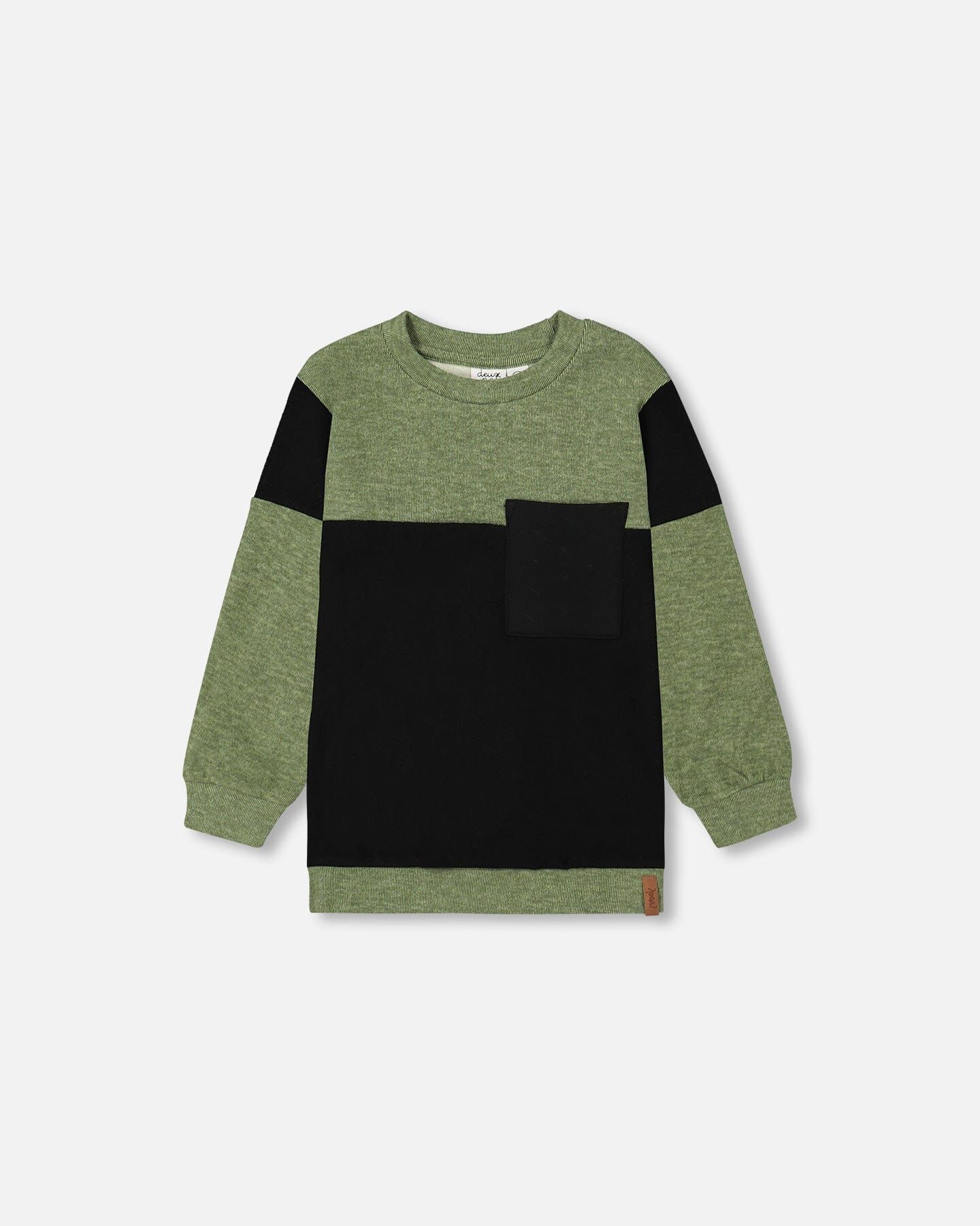 Super Soft Brushed Rib Top Black And Ivy Green | Deux par Deux Childrens Designer Clothing