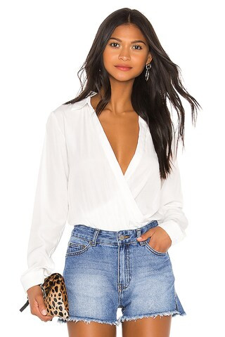 superdown Presely Surplice Bodysuit in White from Revolve.com | Revolve Clothing (Global)