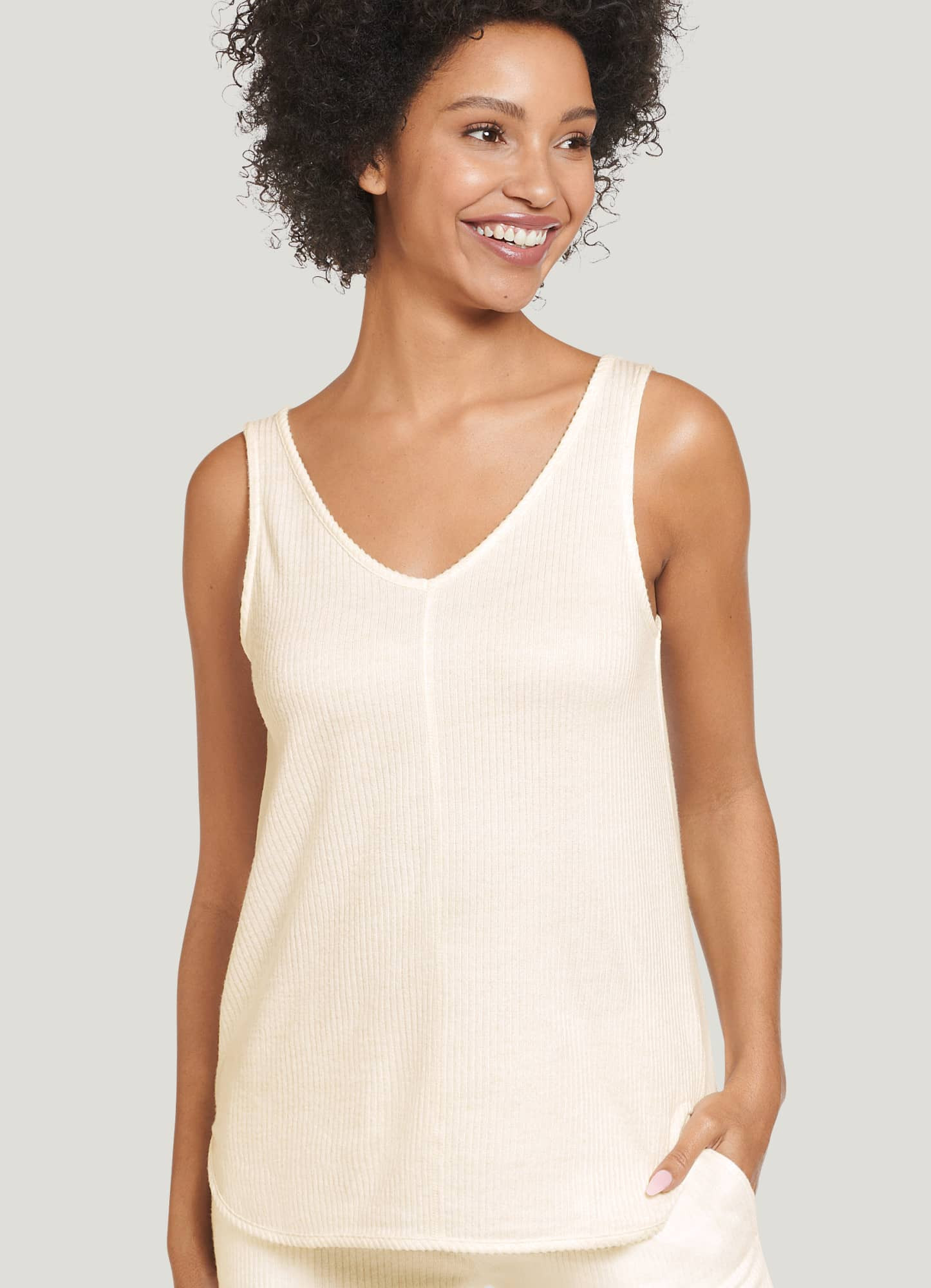 Jockey Luxe Lounge Brushed Ribbed V-Neck Tank | Jockey