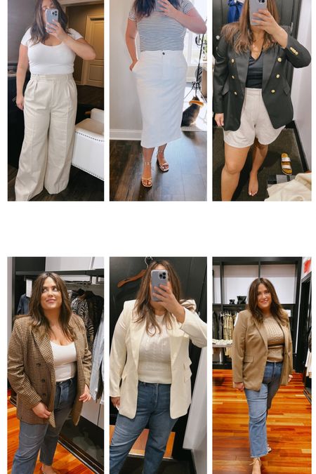 My Banana favorites now on sale for friends and family! 

My favorite blazers and neutrals. I am in an 18/XL in everything. Jeans are from Madewell. 