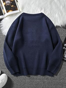 SHENHE Men's Oversized Crew Neck Cute Bear Sweater Vintage Unisex Preppy Graphic Sweater Jumper | Amazon (CA)
