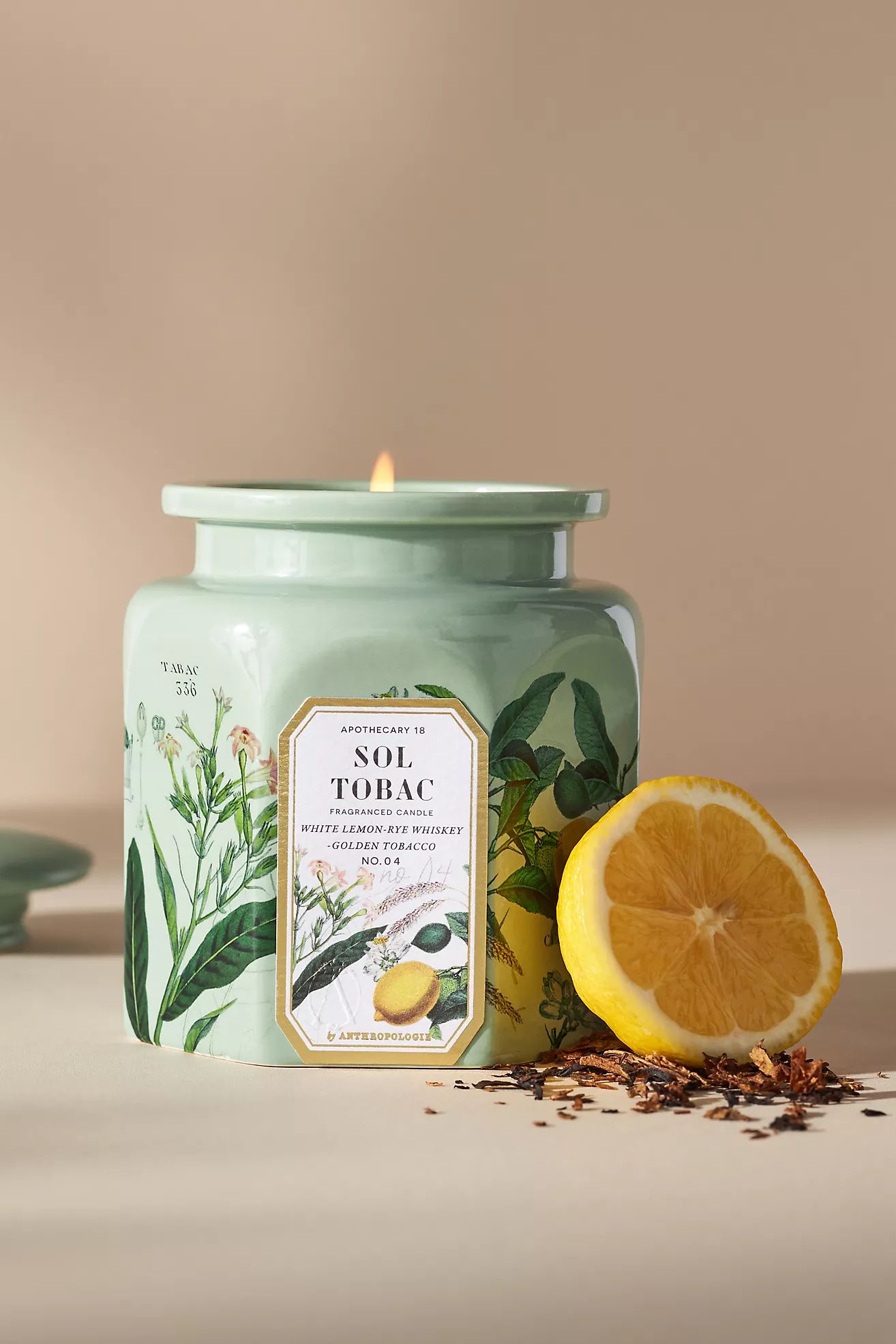 Apothecary 18 Floral Sol Tobac Ceramic Jar Candle | Anthropologie (US)