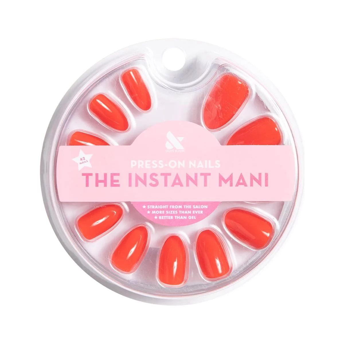 Olive & June Instant Mani Almond Medium Press-On Nails, Red, Lava, 42 Pieces | Walmart (US)