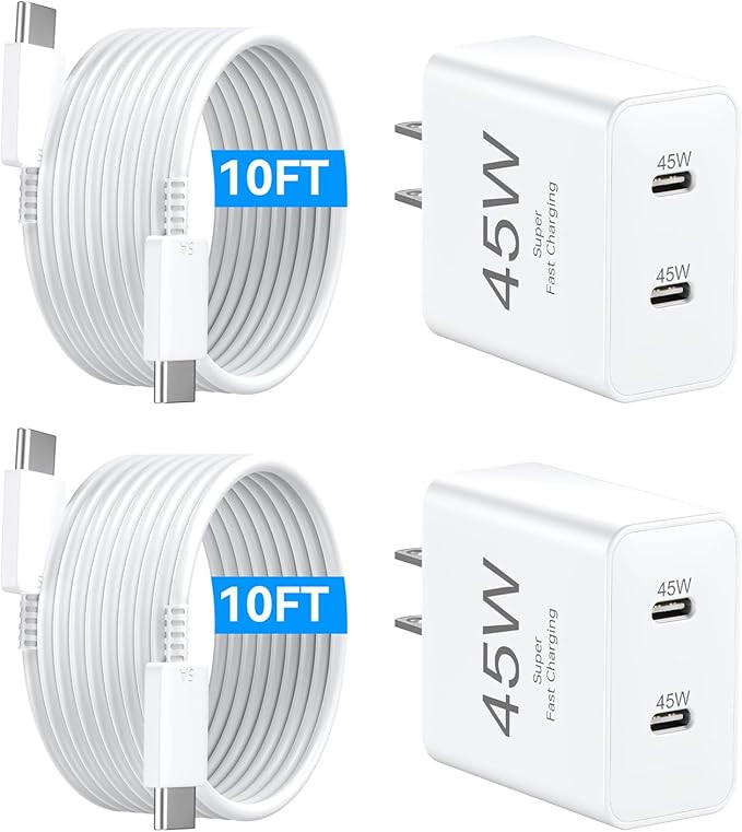 USB C iPhone Fast Charger,45W USBC Type C Charger with Long 10 FT USB C Fast Charging Cable Cord,... | Amazon (US)