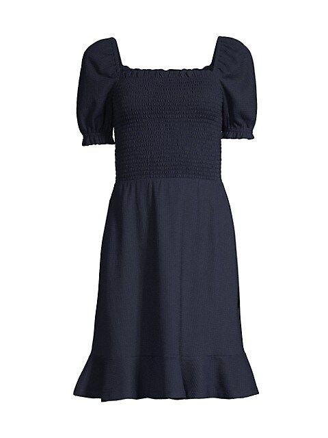 Smocked Puff-Sleeve Minidress | Saks Fifth Avenue