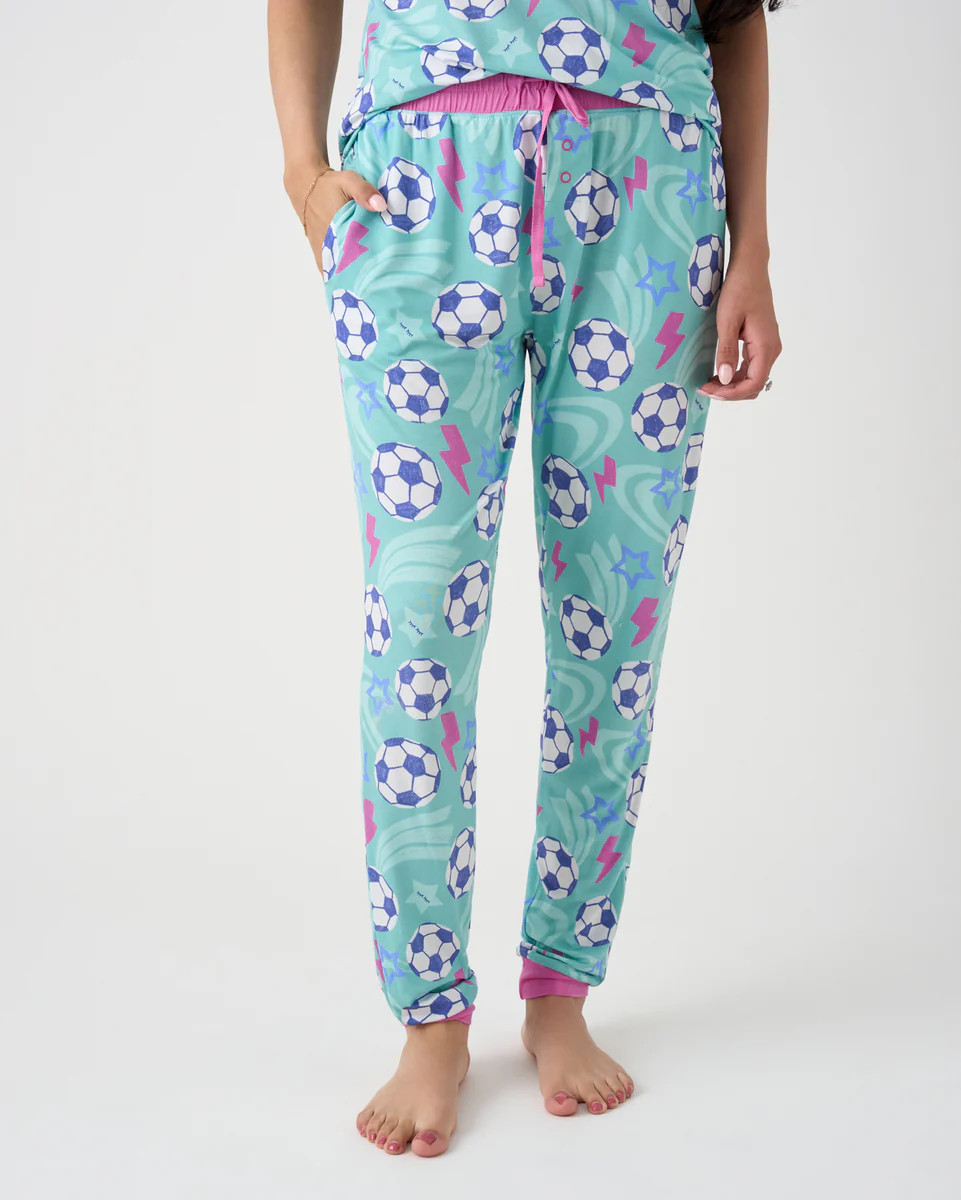 Aqua Soccer Stars Women's Pajama Pants | Little Sleepies