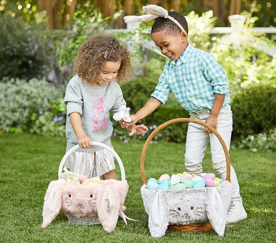 Long Ear Fur Bunny Easter Basket Liners | Pottery Barn Kids