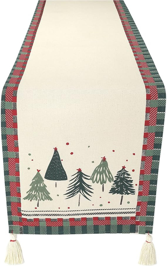 Folkulture Christmas Table Runner 72 Inches Long, 100% Cotton Farmhouse Table Runner, Boho Table ... | Amazon (US)