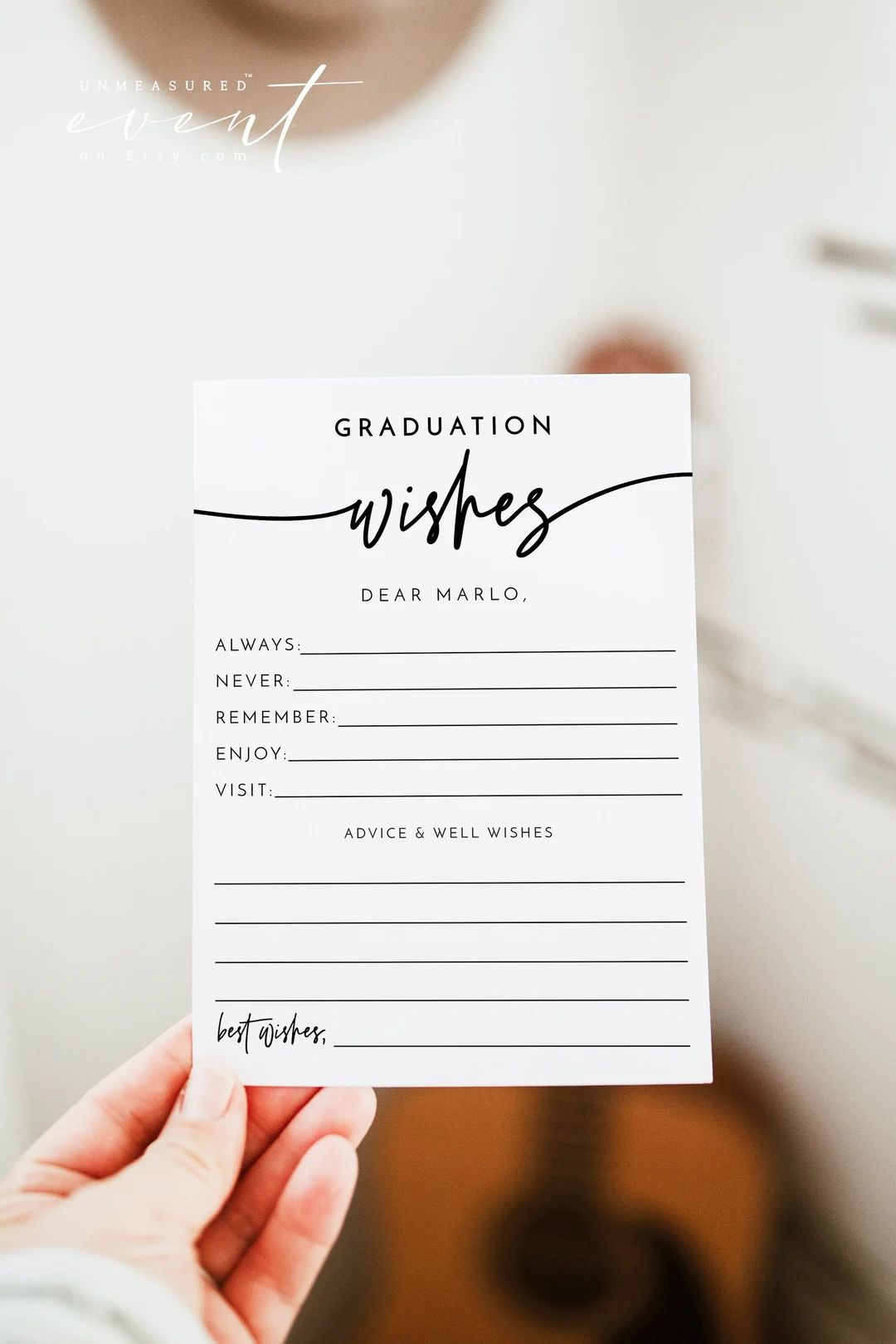 Modern Graduation Advice and Wishes Card, Simple Graduation Advice Card, Graduation Party Game, M... | Etsy (US)