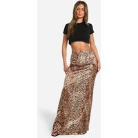 boohoo Women's Washed Leopard Print Satin Maxi Skirt | Size: 4 | Satin/Down | boohoo (US & Canada)