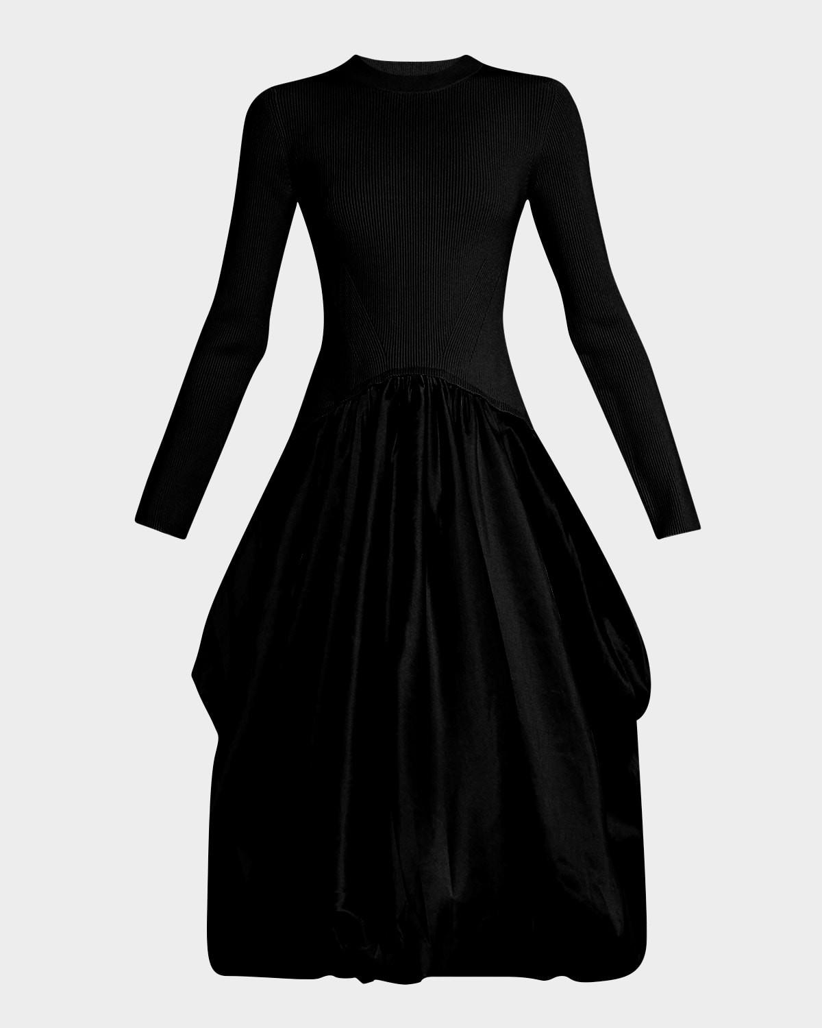 Kenlie Mixed Media Bubble Midi Dress | Neiman Marcus